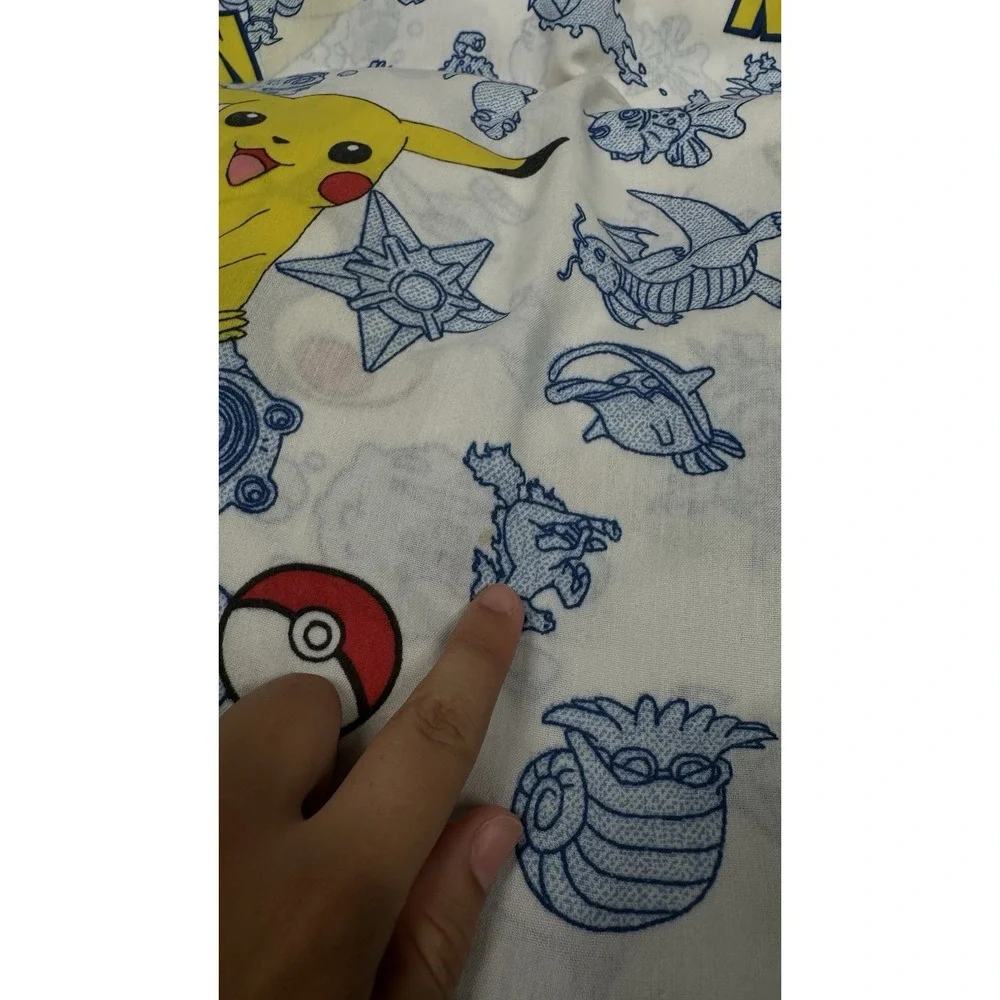 Pokemon Twin Flat Sheet 1998 Nintendo USA No Stains 1st Gen Pikachu Cotton Blend